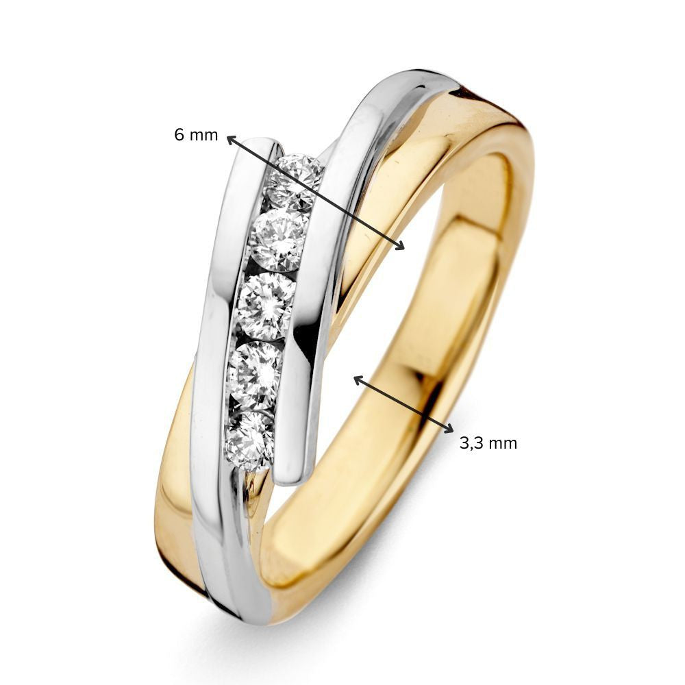 Anello bicolor in oro giallo e bianco con diamante brillante – 0,24 ct