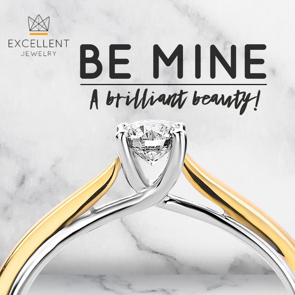 Elegante Anello in Oro Giallo e Bianco con Diamante Brillante da 0,25 Carati