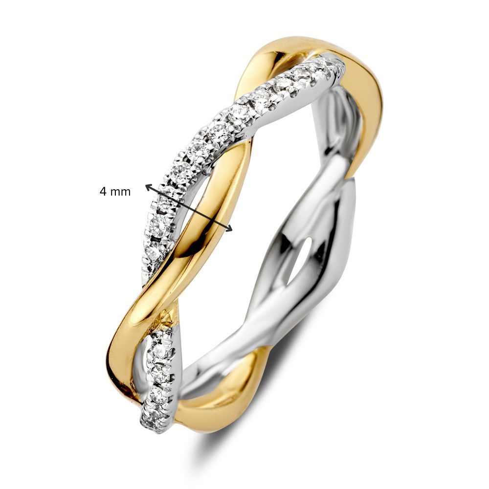 Anello Bicolor in Oro con Design Twist e Diamanti – 0.27 Carati