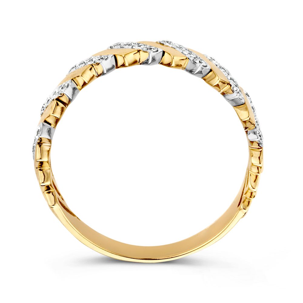 Anello da Donna Bicolore in Oro Giallo e Bianco con Diamante da 0,30 crt