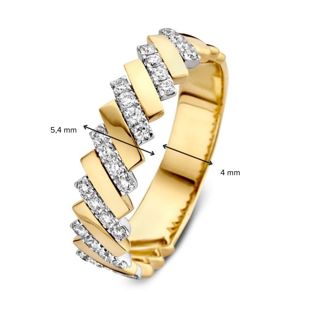 Anello da Donna Bicolore in Oro Giallo e Bianco con Diamante da 0,30 crt