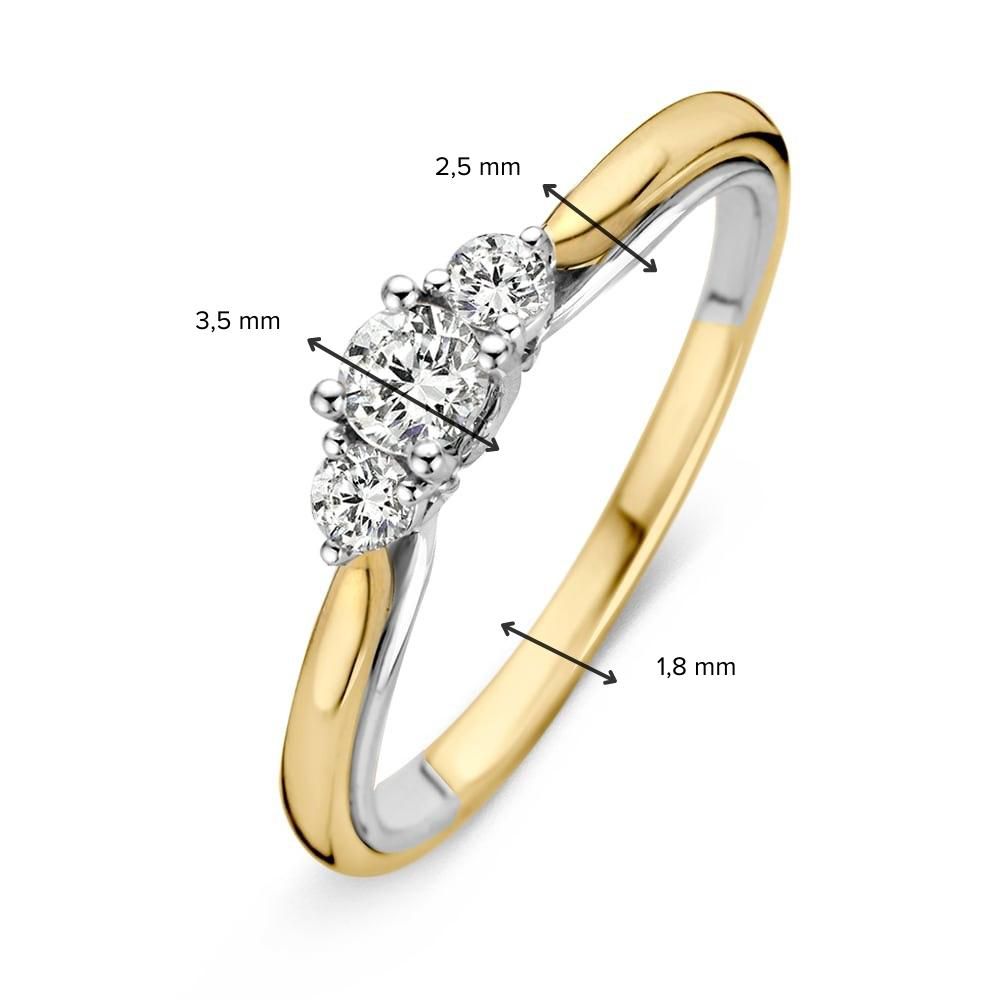 Elegante Anello Bicolore in Oro Giallo e Bianco con Diamante Brillante 0,31 crt.
