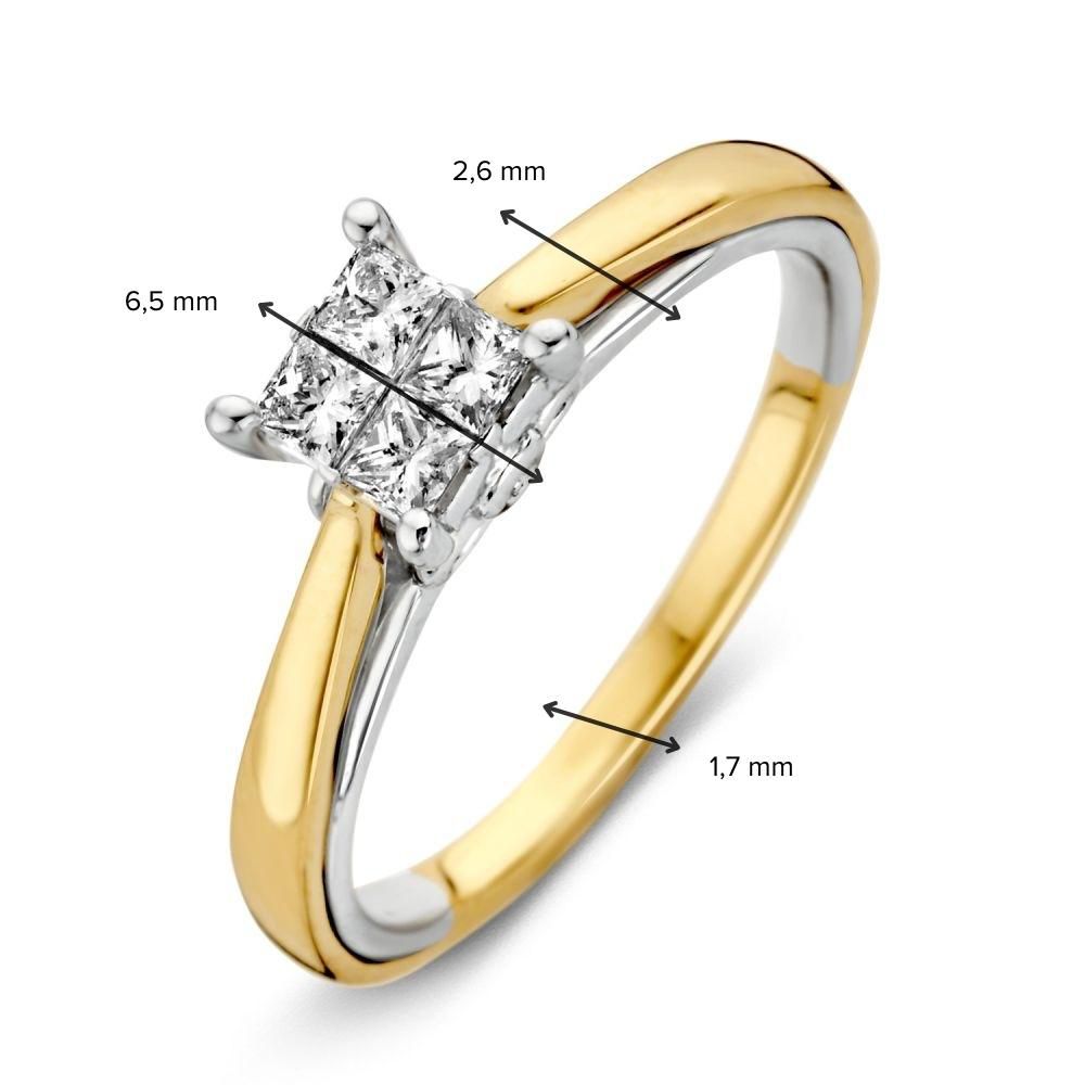 Anello in Oro 14 Carati con Diamante da 0,33ct - Taglio Princess H/SI-1 | Van der Kooij