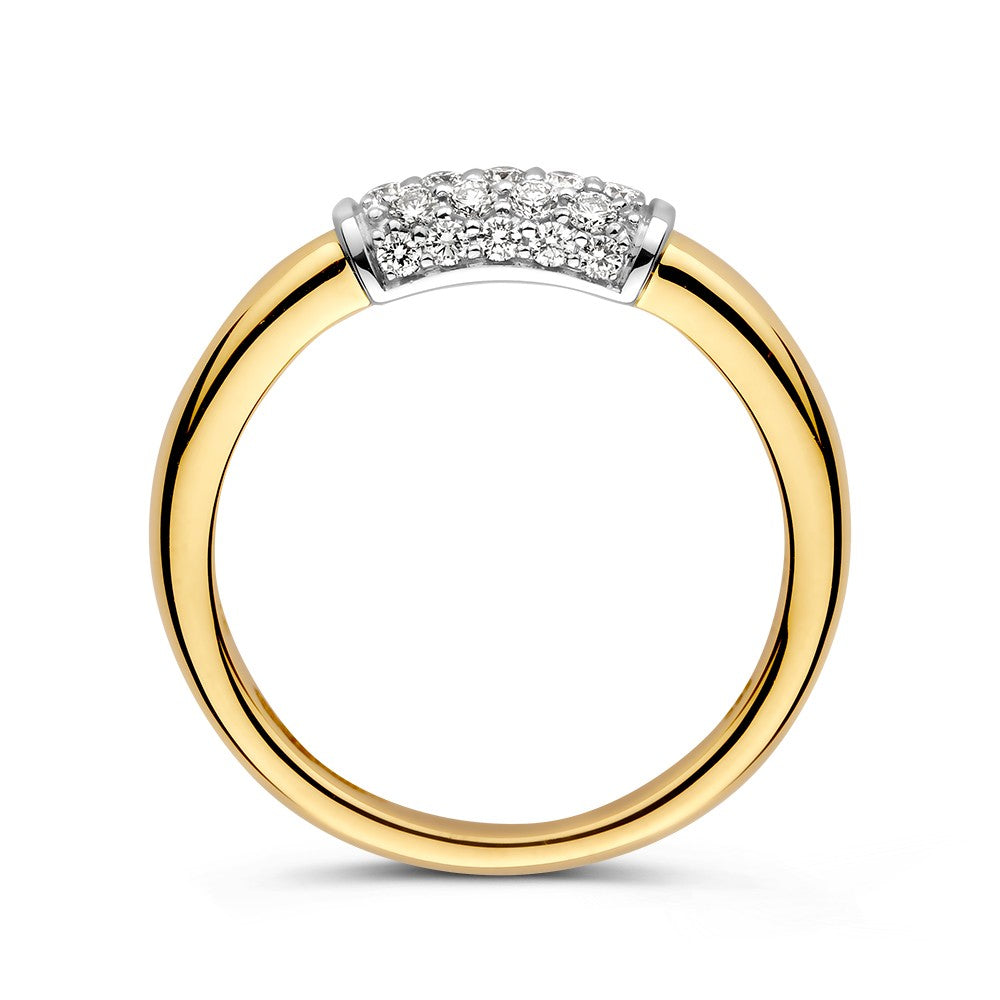 Elegante Anello Bicolore con Diamante e Dettagli Brillanti 0,33 crt.