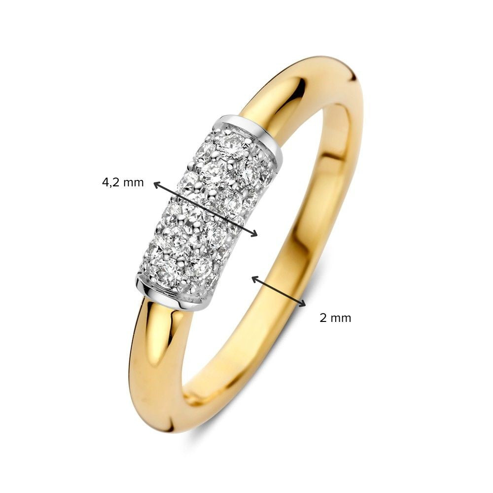 Elegante Anello Bicolore con Diamante e Dettagli Brillanti 0,33 crt.