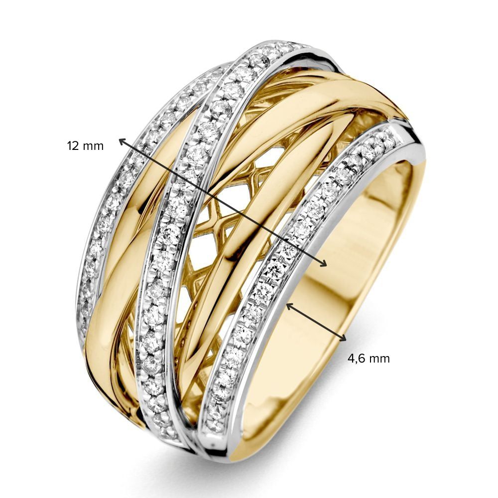 Audace Anello Bicolore in Oro con Accento Diamante Brillante 0.34 crt.