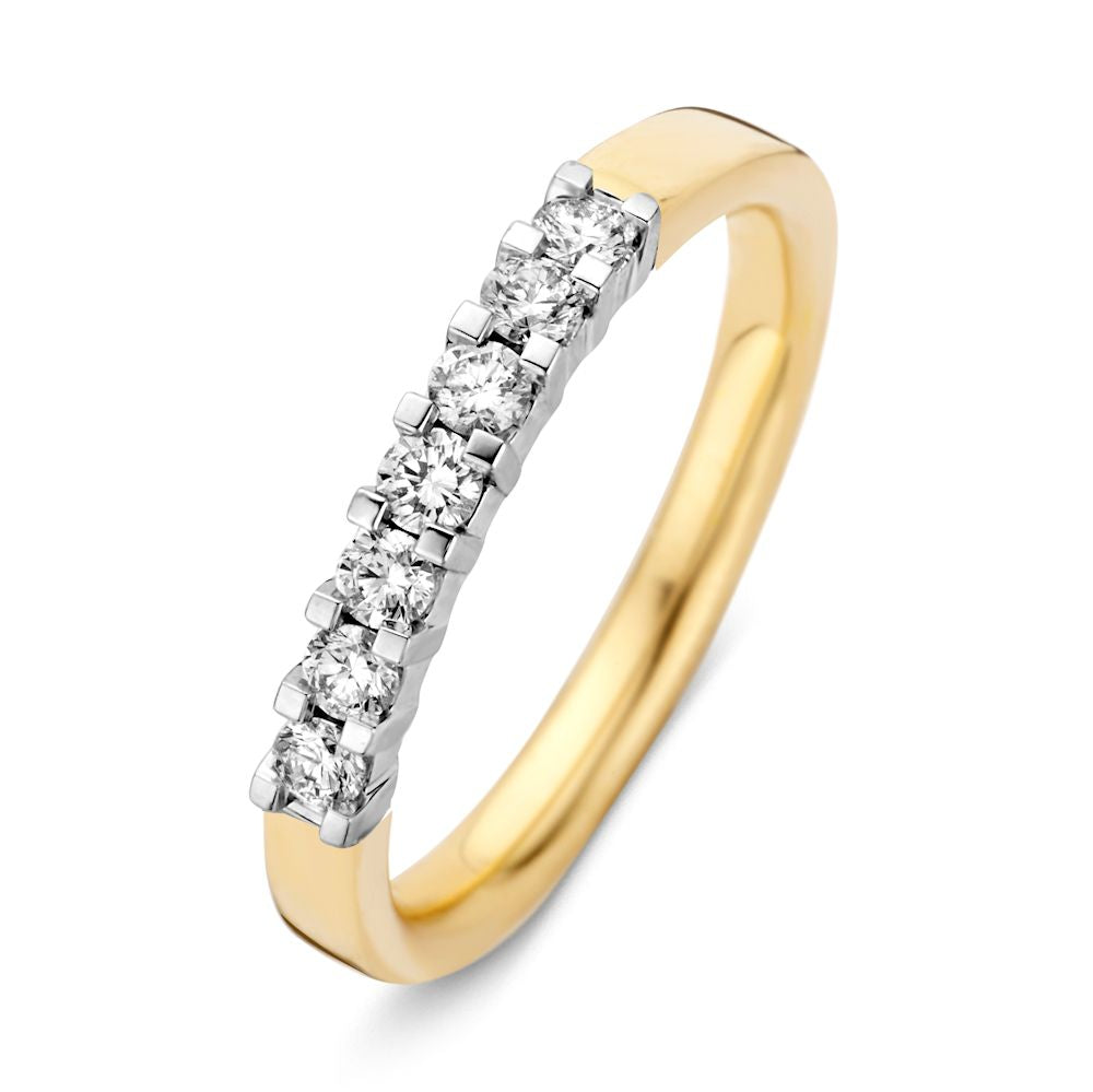 Anello bicolore elegante in oro con diamanti brillanti da 0,35 crt.