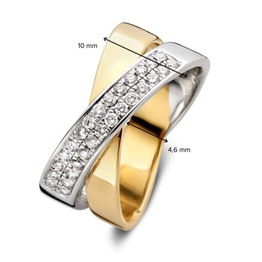 Anello Bicolore con Diamanti e Pietra Centrale Taglio Brillante – 0.36 ct