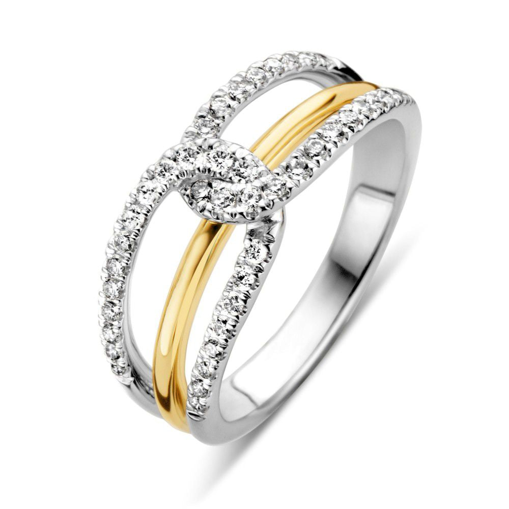Anello bicolore in oro bianco e giallo con brillanti – 0,37 crt.