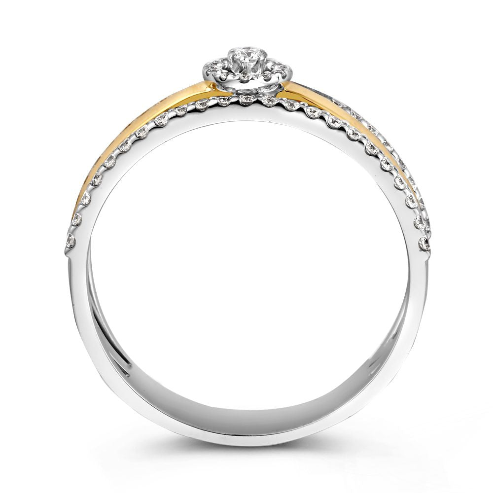 Ampio Anello da Donna con Effetto Solitario e Due Anelli Componibili – Diamante 0,37 crt
