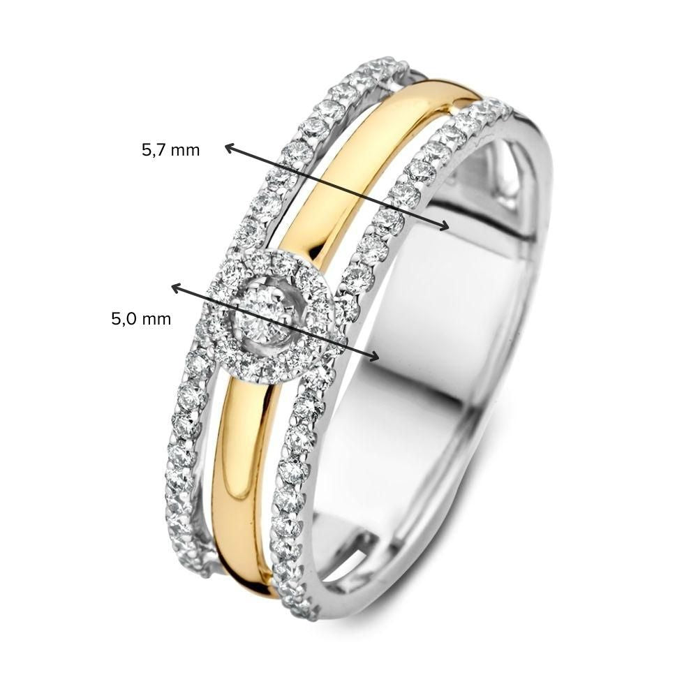 Ampio Anello da Donna con Effetto Solitario e Due Anelli Componibili – Diamante 0,37 crt