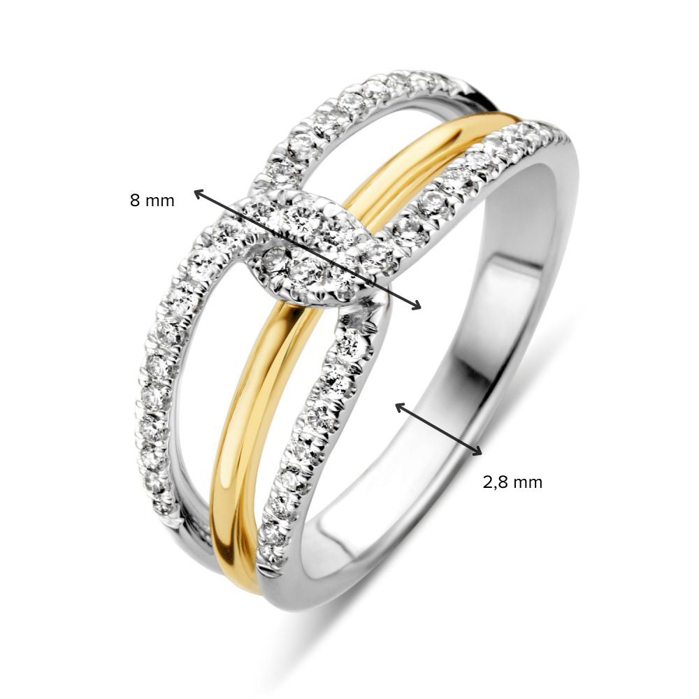 Anello da Donna Bicolore Bianco e Giallo con Brillante - 0,37 crt