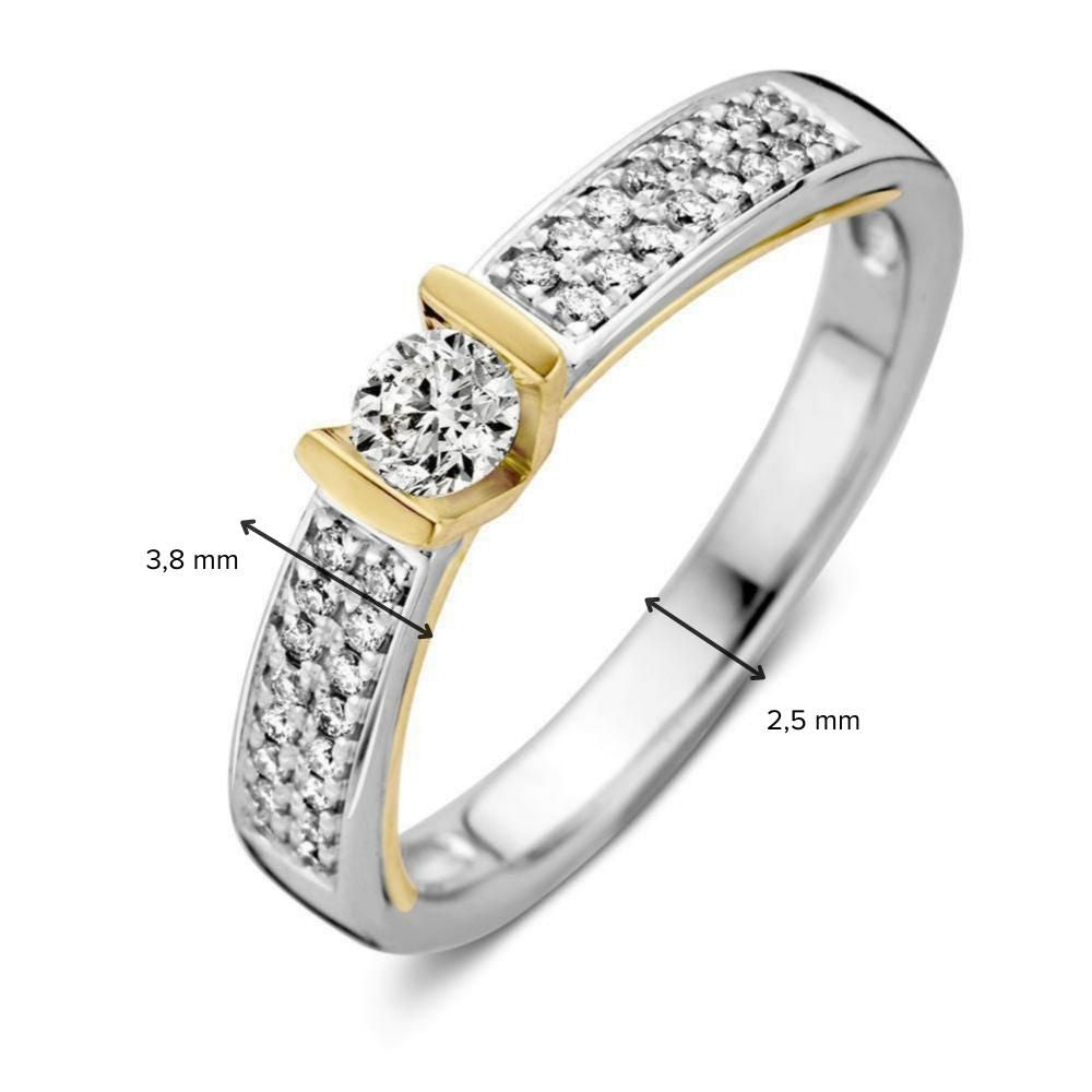 Orecchini a Perno in Oro Bicolore con Diamante – 0.38 ct, 14 Carati