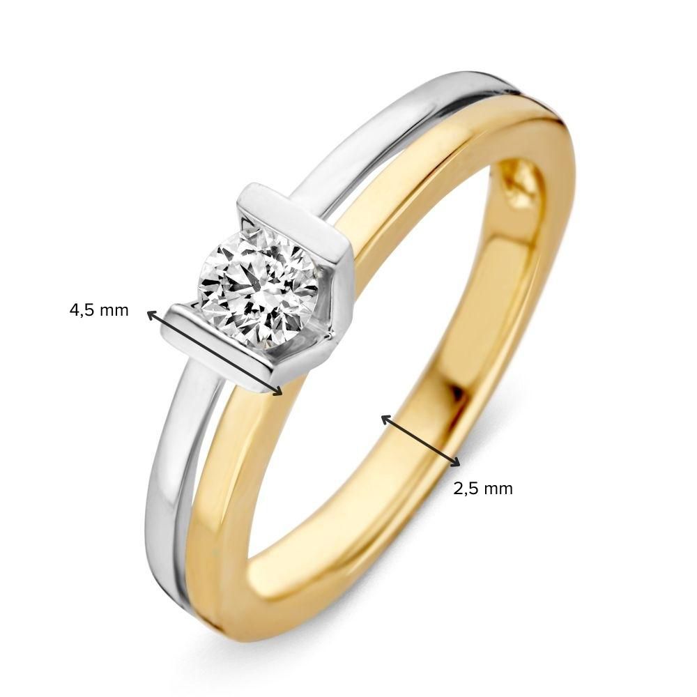 Orecchini a Perno in Oro Bicolore con Diamante – 0.41 ct, 14 Carati