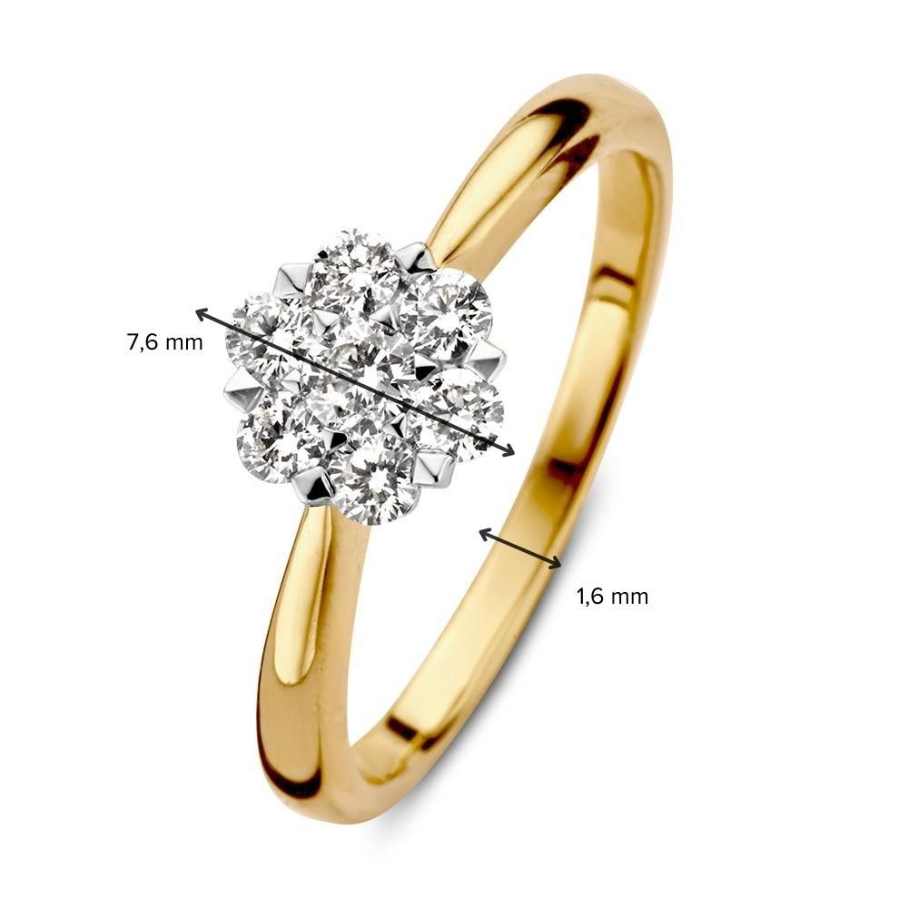 Anello entourage in oro bicolore con diamante (0.40 ct) – oro giallo/bianco 14 carati