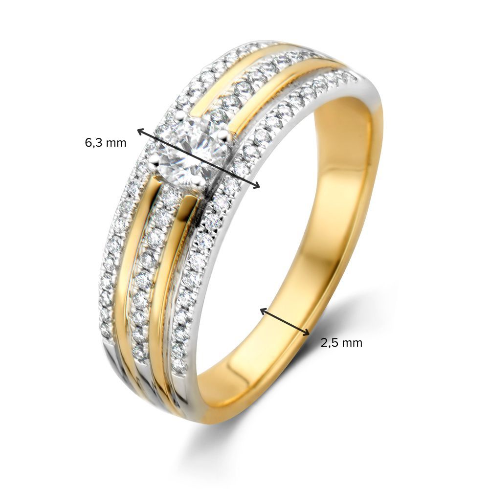 Anello da Donna Bicolore in Oro Bianco e Giallo con Brillante (0.47 ct) – 14 Carati, Qualità H/SI-1