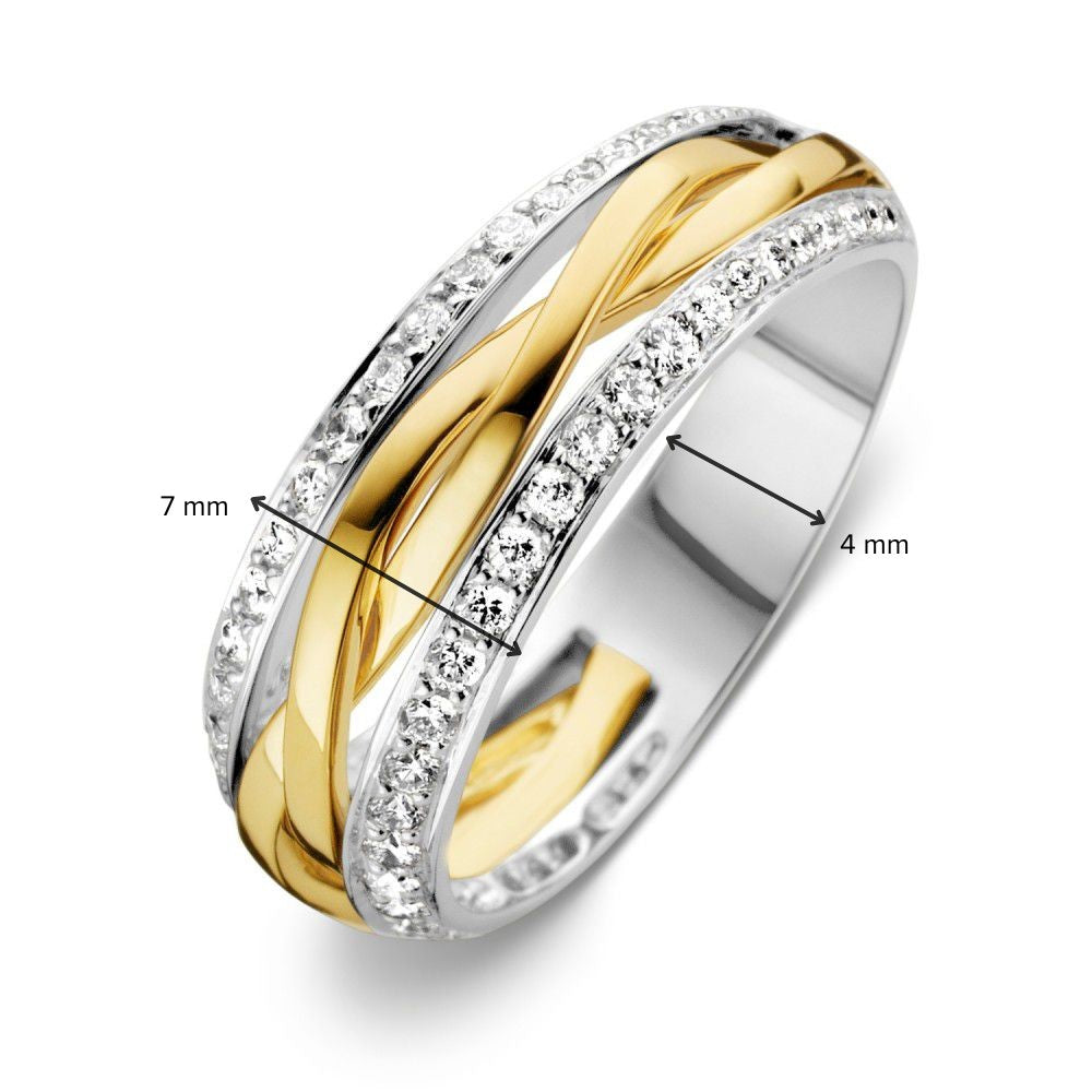 Anello da Donna Bicolore in Oro Bianco e Giallo con Brillante (0,47 crt) – 14 Carati, Qualità H/SI-1
