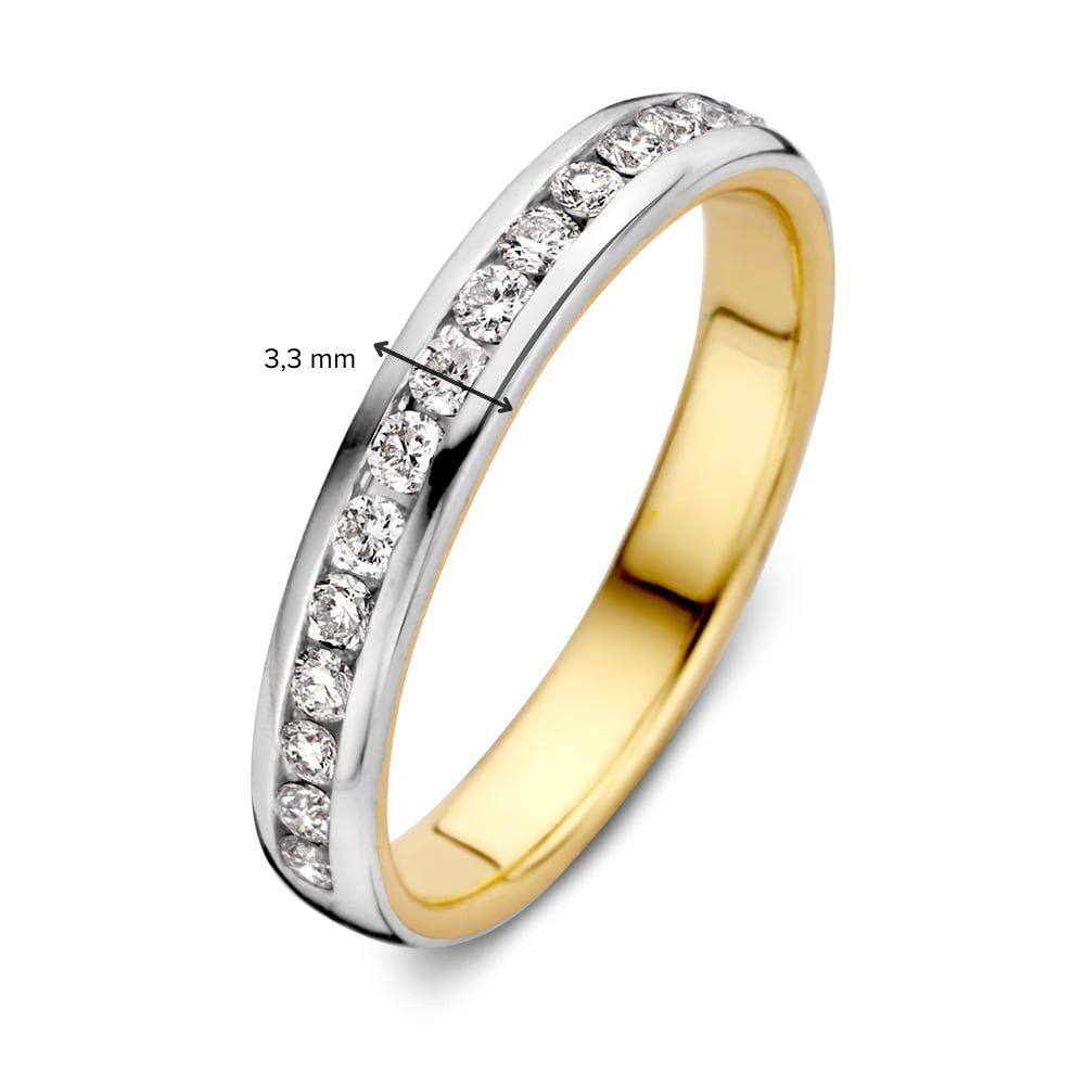 Anello da Donna Bicolore in Oro Bianco e Giallo con Diamante (0.48 ct) – 14 Carati, Taglio Brillante