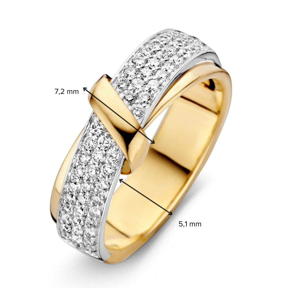 Anello da Donna Bicolore in Oro Giallo e Bianco con Diamante (0.49 crt) – 14 Carati