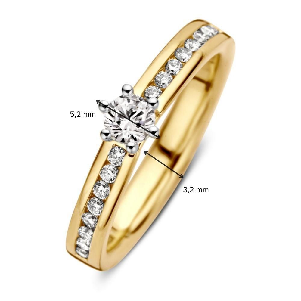 Anello da Donna Bicolore in Oro Giallo e Bianco con Diamante (0,50 crt) - 14 Carati
