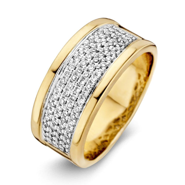 Bicolor Geel- en Witgouden Damesring met Diamant (0.51 crt) – 14 Karaat