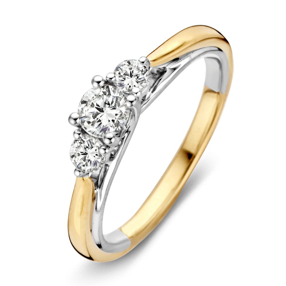 Anello bicolore in oro giallo e bianco con diamanti (0,51 ct) – 14 carati.