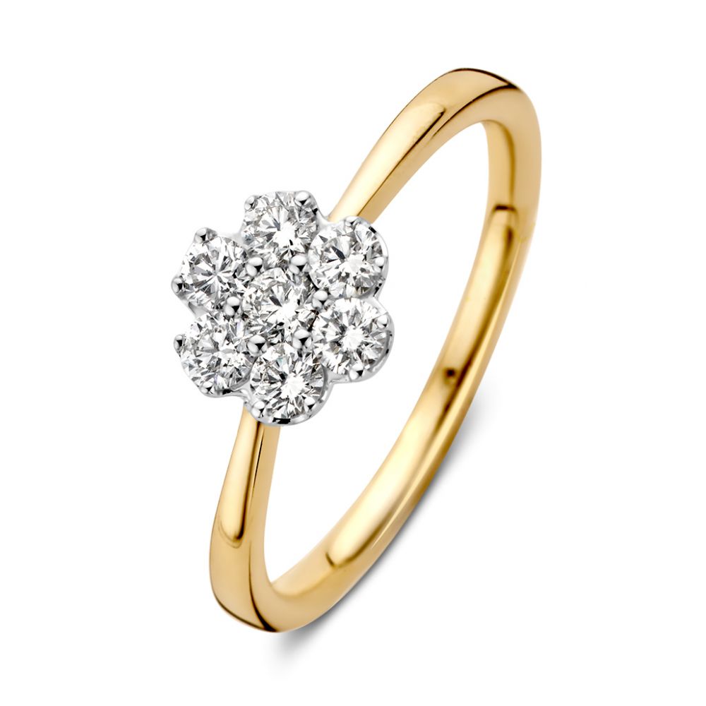 Anello bicolore in oro giallo e bianco con diamante (0,51 ct) – 14 carati.