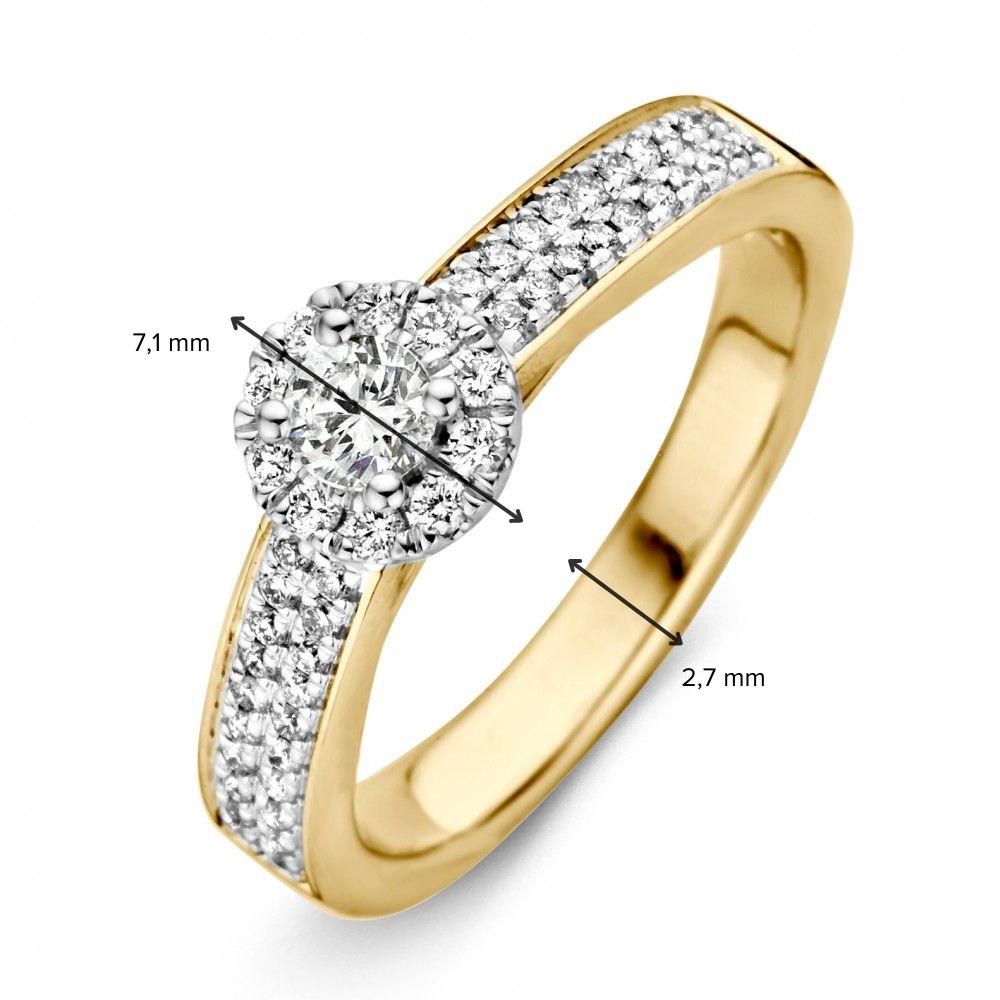 Anello da Donna Bicolore in Oro Giallo e Oro Bianco con Diamante (0.51 ct) – 14 Carati
