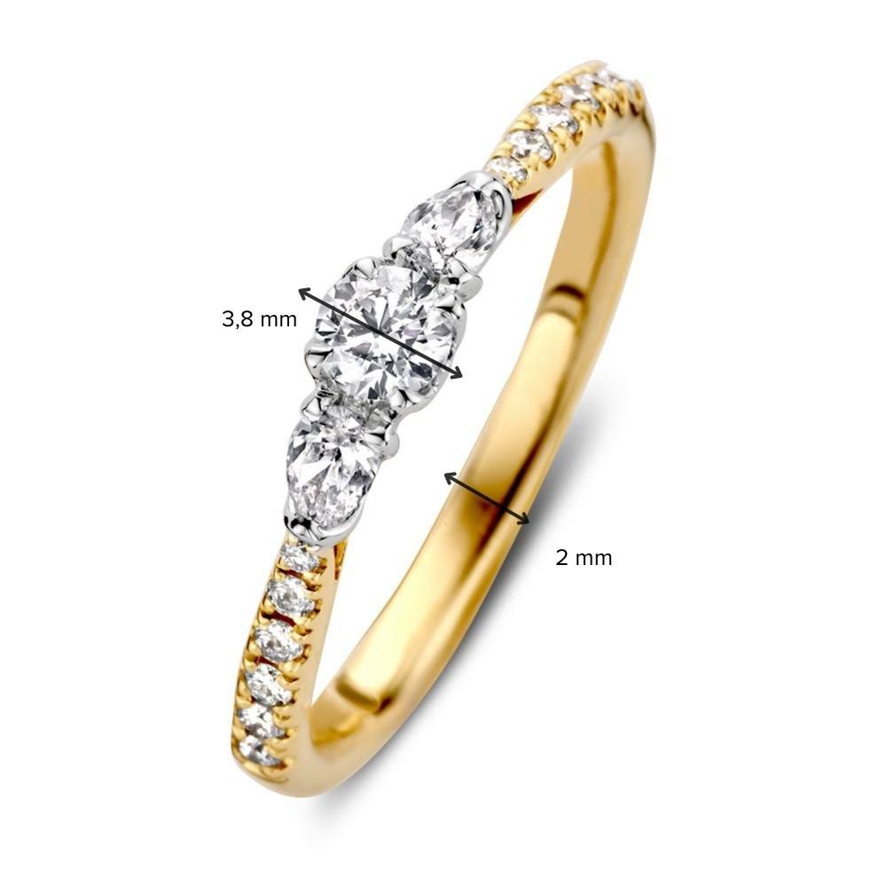Sorprendente Anello Trilogy in Oro Bicolor Giallo e Bianco con Diamanti (0.51 crt)