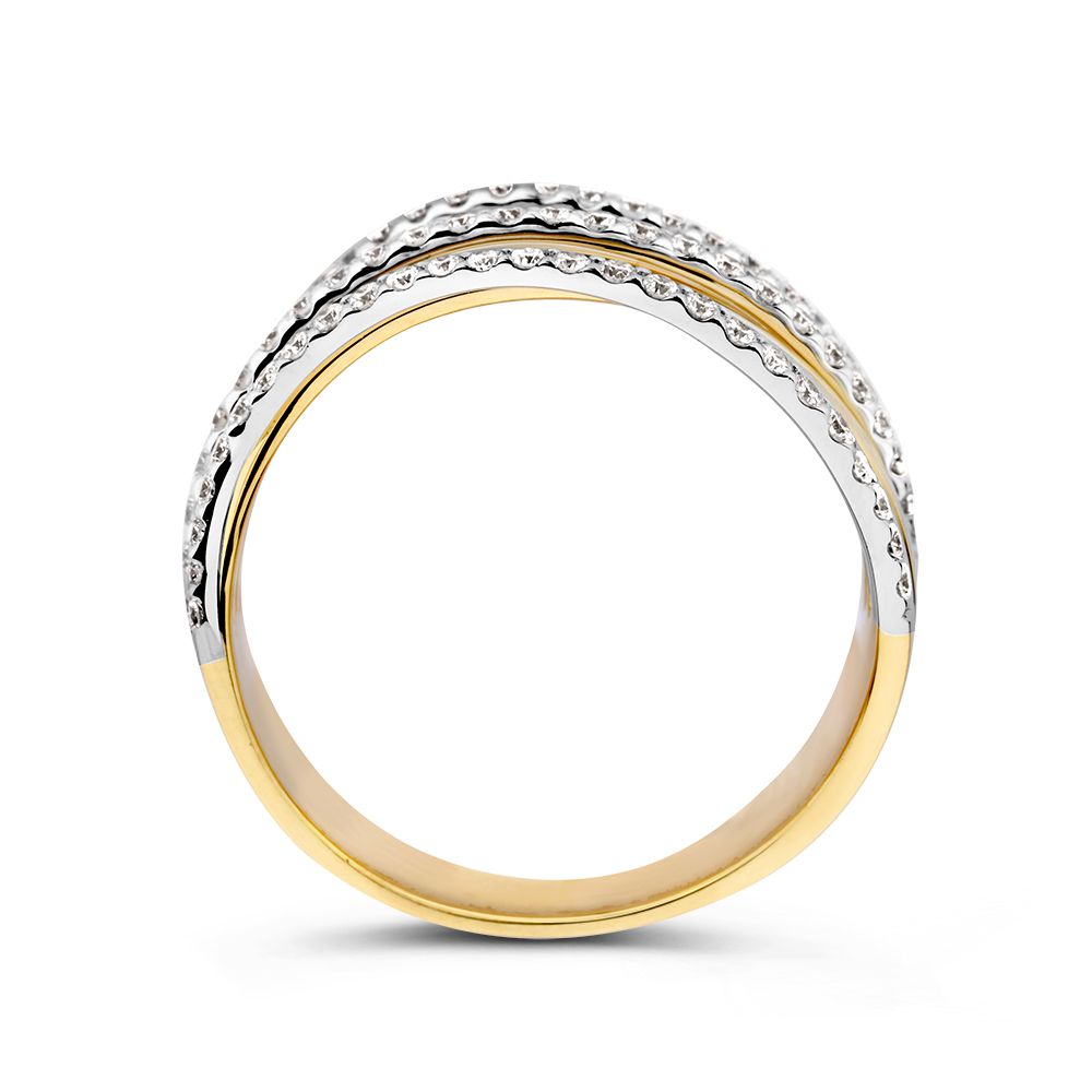 Anello in oro giallo-bianco con diamanti - 14 carati - Design di lusso - 0,52 ct diamante