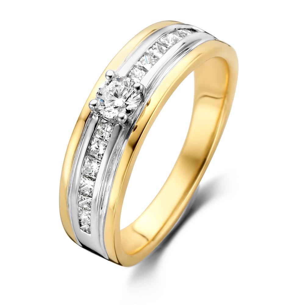 Anello elegante con banda in oro giallo e diamante brillante da 0,54 ct.