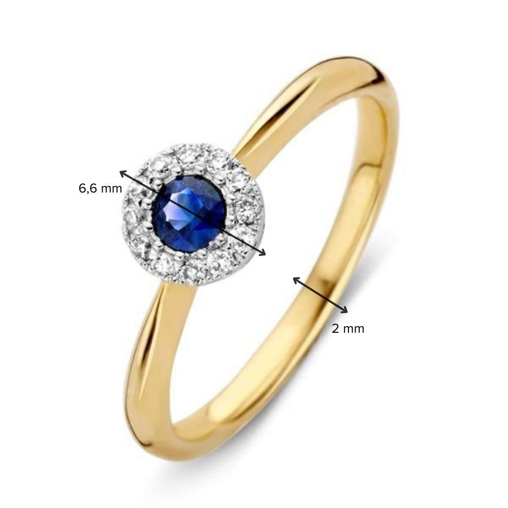 Anello da Donna in Oro 14 Carati con Zaffiro Blu e Diamanti