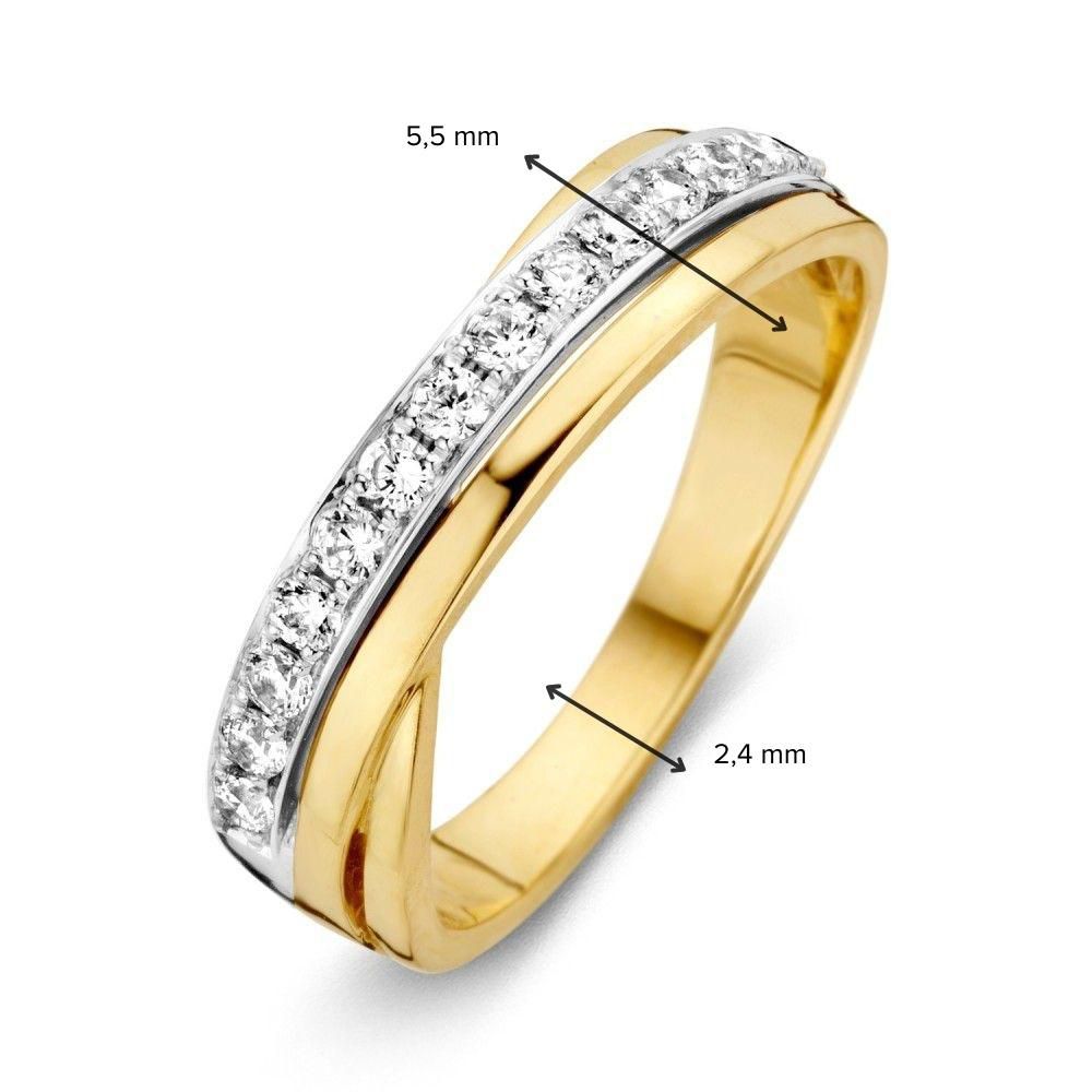 Anello da donna bicolore in oro 14 carati con zircone bianco 5.5mm
