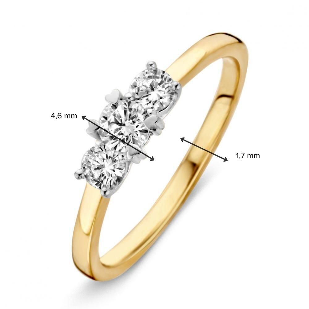 Anello da donna bicolore in oro 14 carati con zirconia bianca 4.6mm
