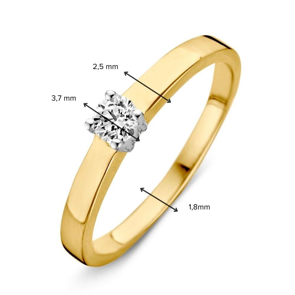 Anello solitario bicolore 14 carati con zircone bianco 3,8mm