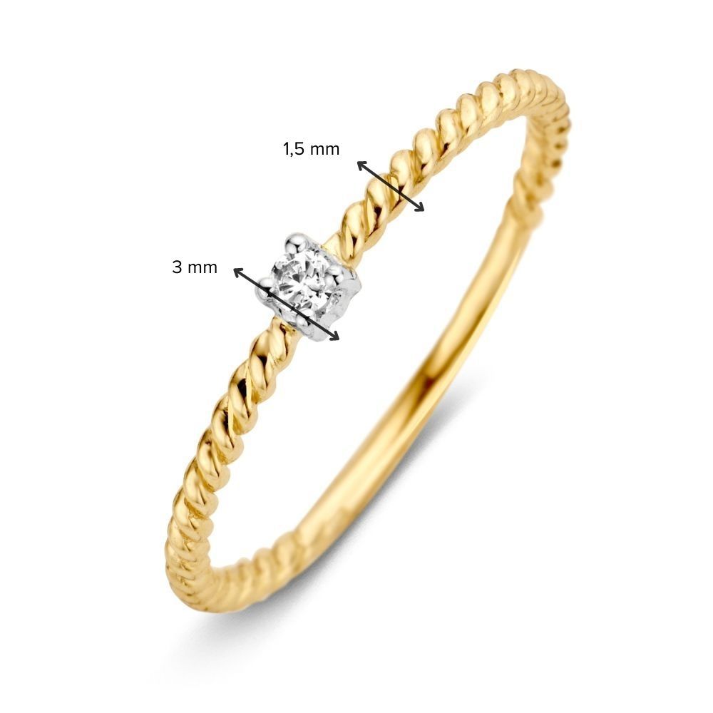 Anello in Oro Bicolore con Zirconia – 14 Carati – 1,1 Gr – Design Sottile da Donna