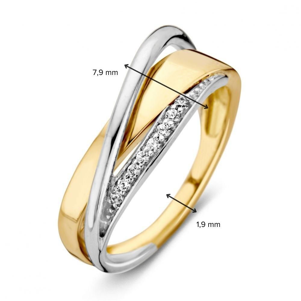 Anello da donna in oro bicolore 14 karati con zirconia bianca 7,9mm