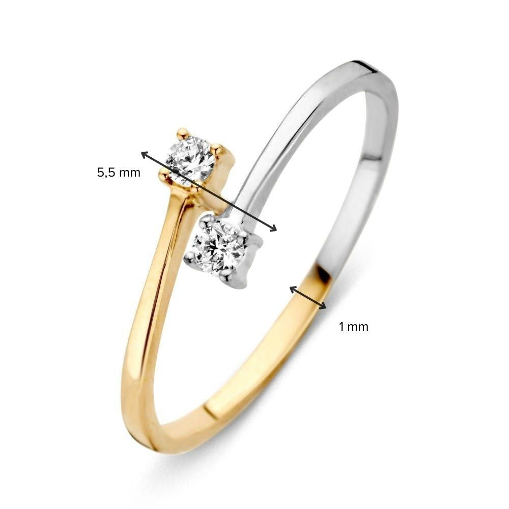 Anello in oro bicolore con zircone bianco 14 carati 5,5mm