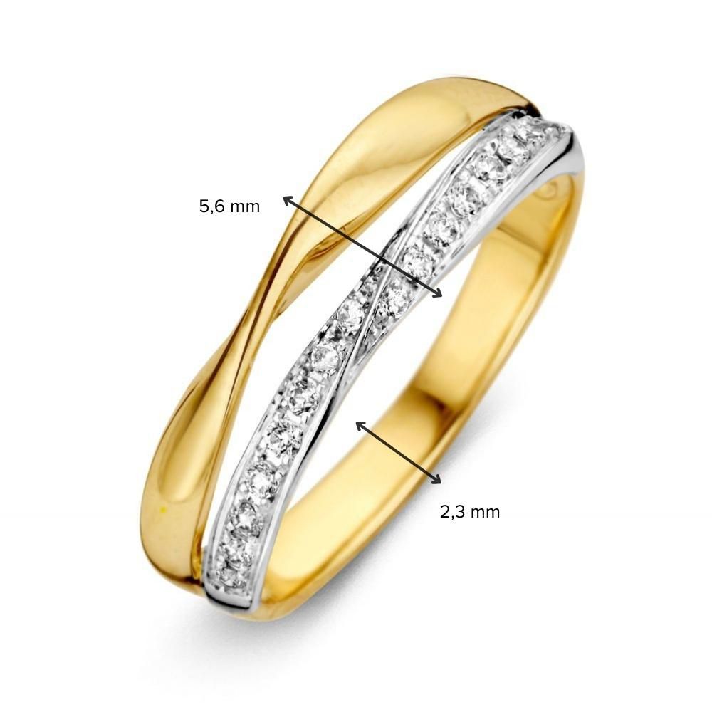 Anello in Oro Giallo e Bianco con Zirconia - Eleganza Discreta in Oro 14 Carati