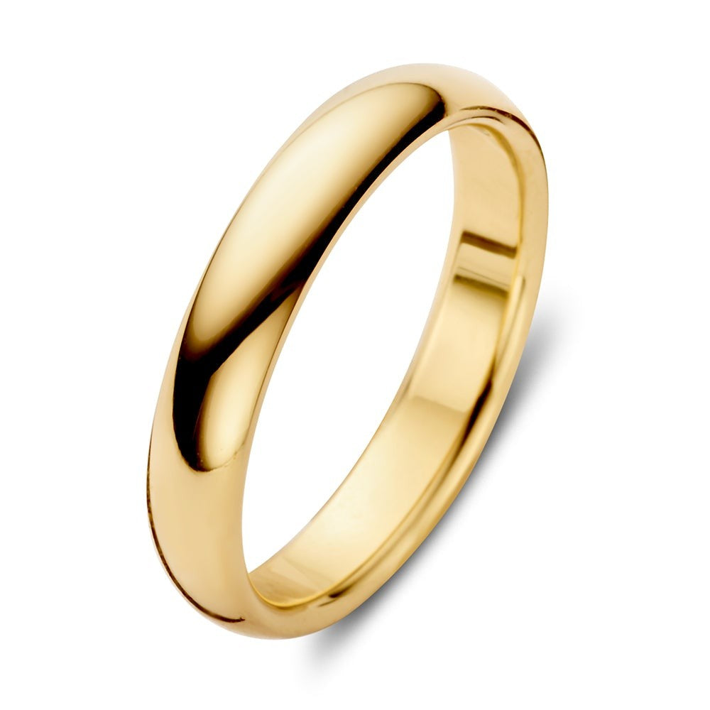 anello in oro giallo lucido di 4 mm di larghezza