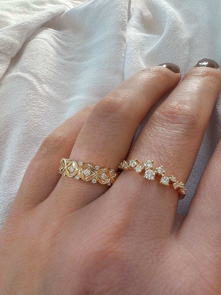 Anello giocoso in oro giallo con diamanti da 0,37 ct – 14 carati, qualità H/SI-1, anello da donna raffinato