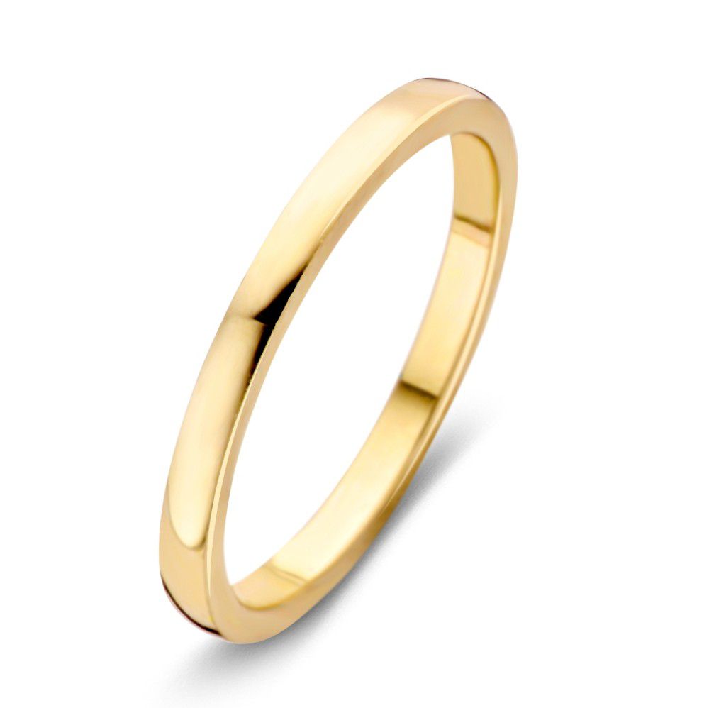 anello in oro giallo 14 carati, design sottile e elegante, finitura lucida.