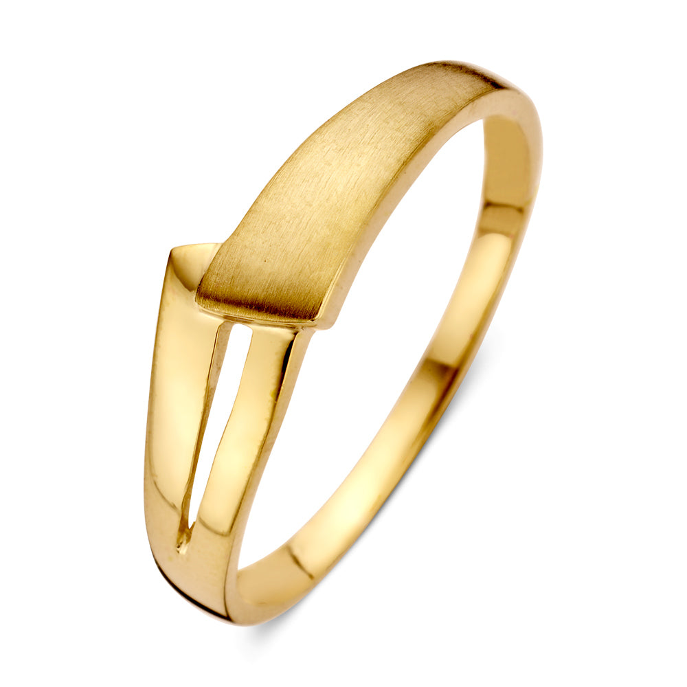 Anello in oro giallo elegante con design semplice, realizzato in oro 14 carati.