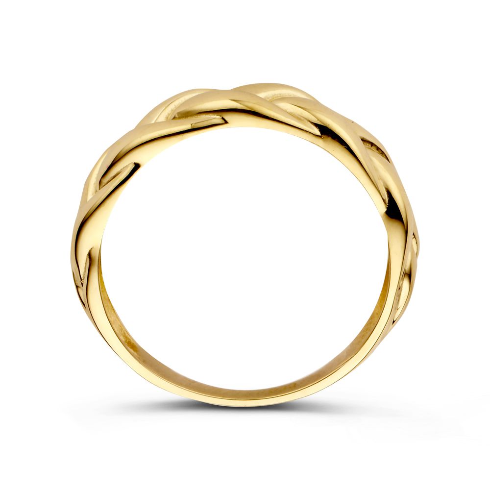 Anello a Catena Intrecciata in Oro Giallo – 14 Carati – Design Senza Tempo – Van der Kooij