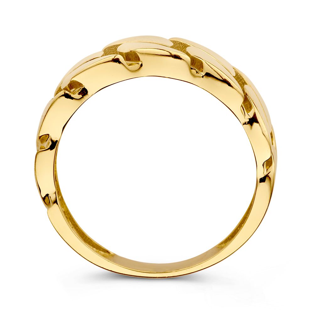 Anello in Oro Giallo con Catena Gourmette | Oro 14 Carati | Van der Kooij