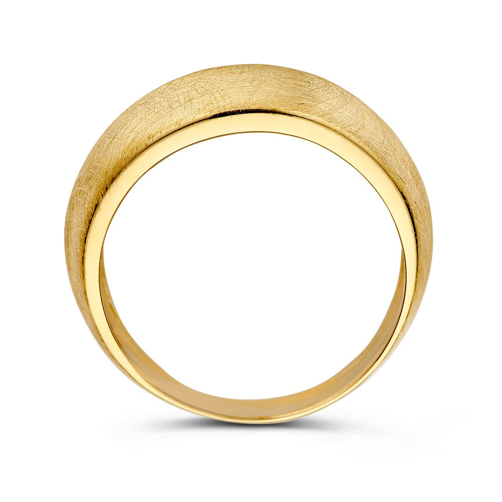 Anello Statement in Oro 14 Carati – Oro Giallo con Design Satinato e Lucido, Largo 10 mm, Senza Pietre Preziose