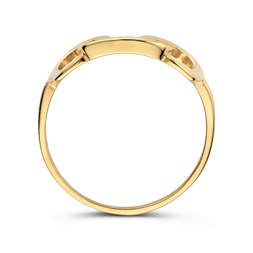 Anello in Oro Giallo con Elemento Centrale a Maglie Quadrate – 14 Carati, Design Moderno