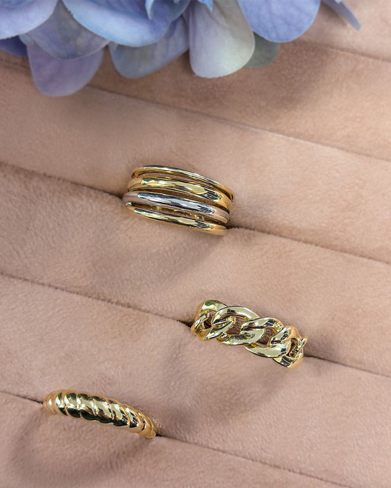Anello a Catena in Oro Giallo con Vistose Maglie Groumette – Lusso Senza Tempo