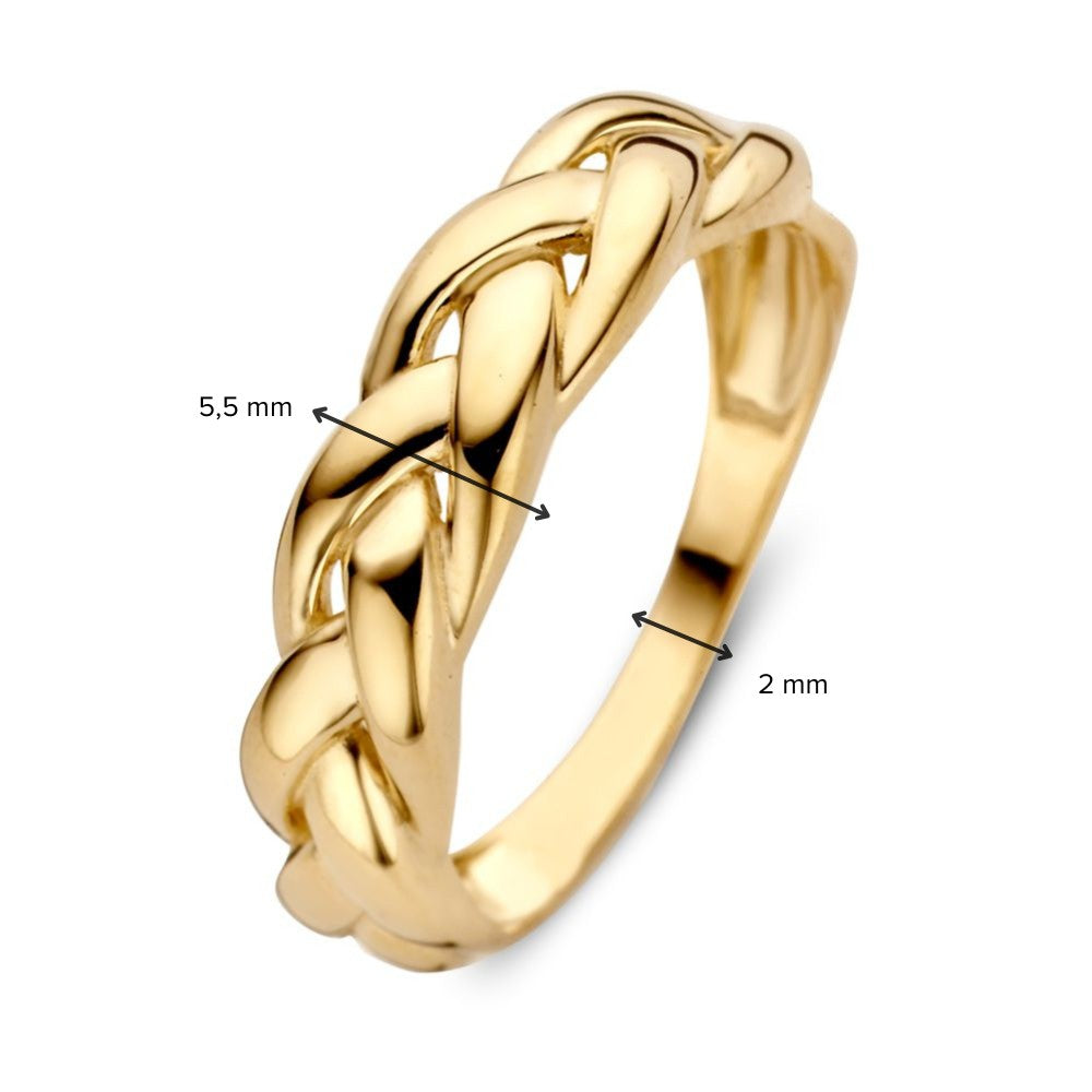 Anello a Catena Intrecciata in Oro Giallo – 14 Carati – Design Senza Tempo – Van der Kooij