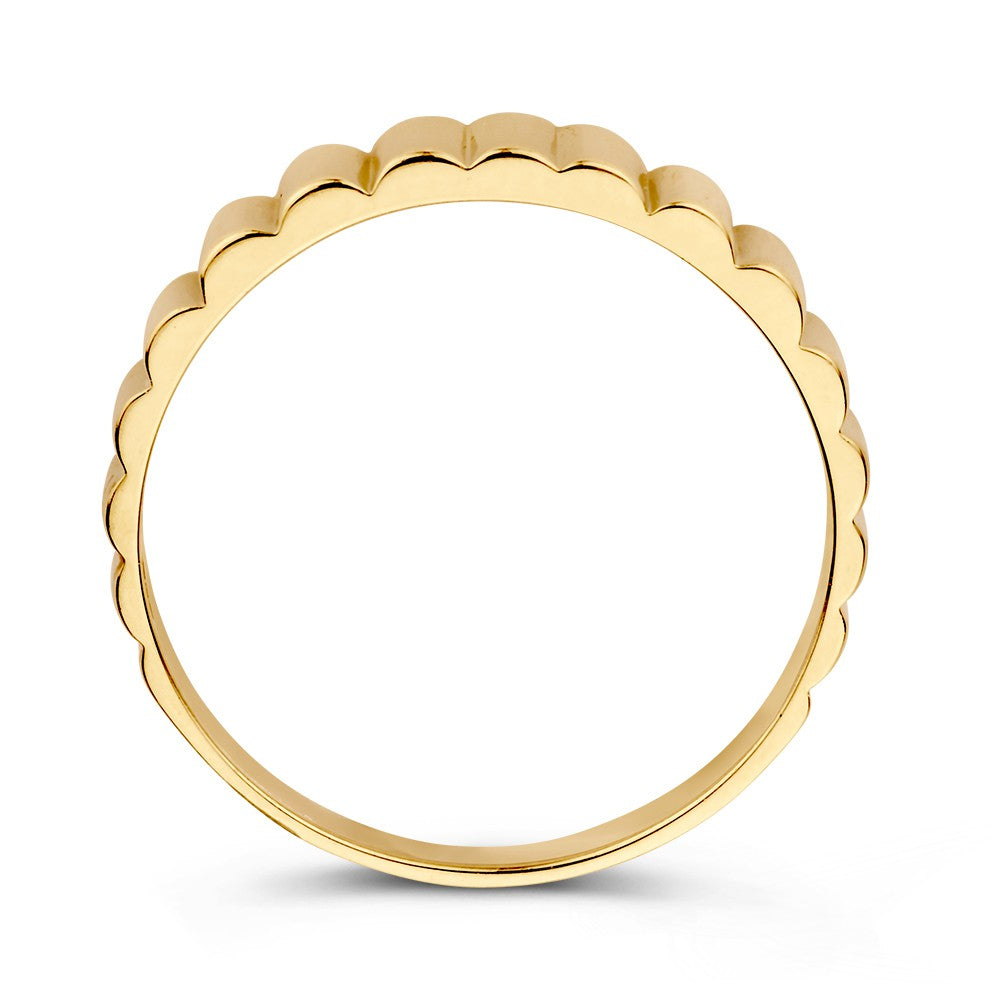 Anello in Oro Giallo con Motivo a Costine – Oro 14kt, 5.2 mm di Larghezza, 1.9 Grammi